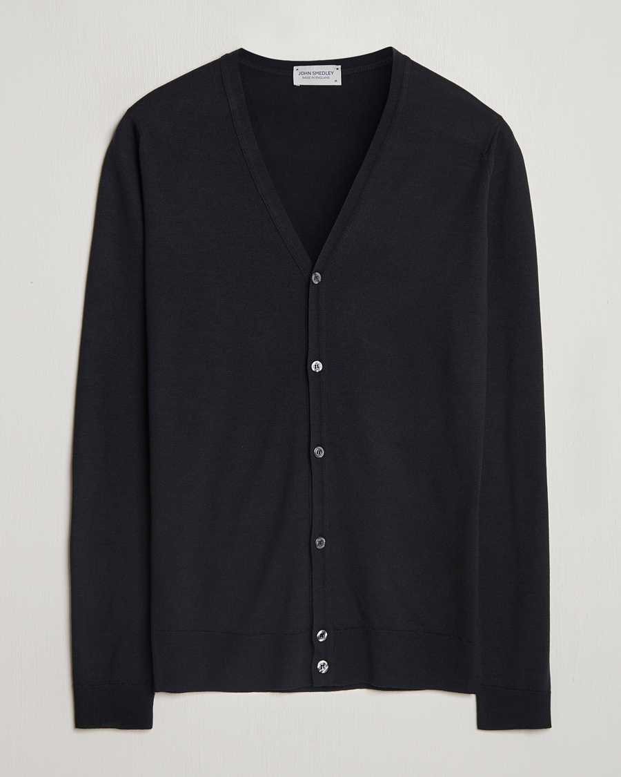 Homme | Pulls Et Tricots | John Smedley | Petworth Extra Fine Merino Cardigan Black