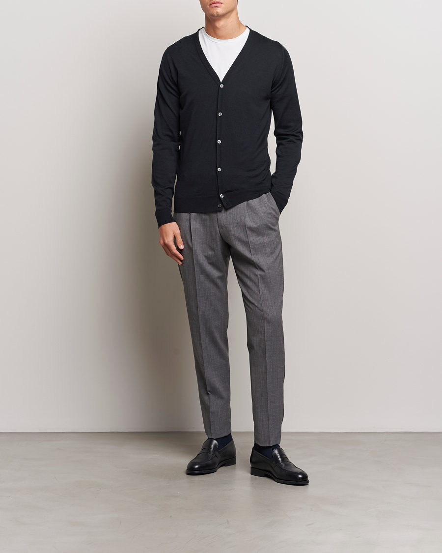 Homme | Pulls Et Tricots | John Smedley | Petworth Extra Fine Merino Cardigan Black