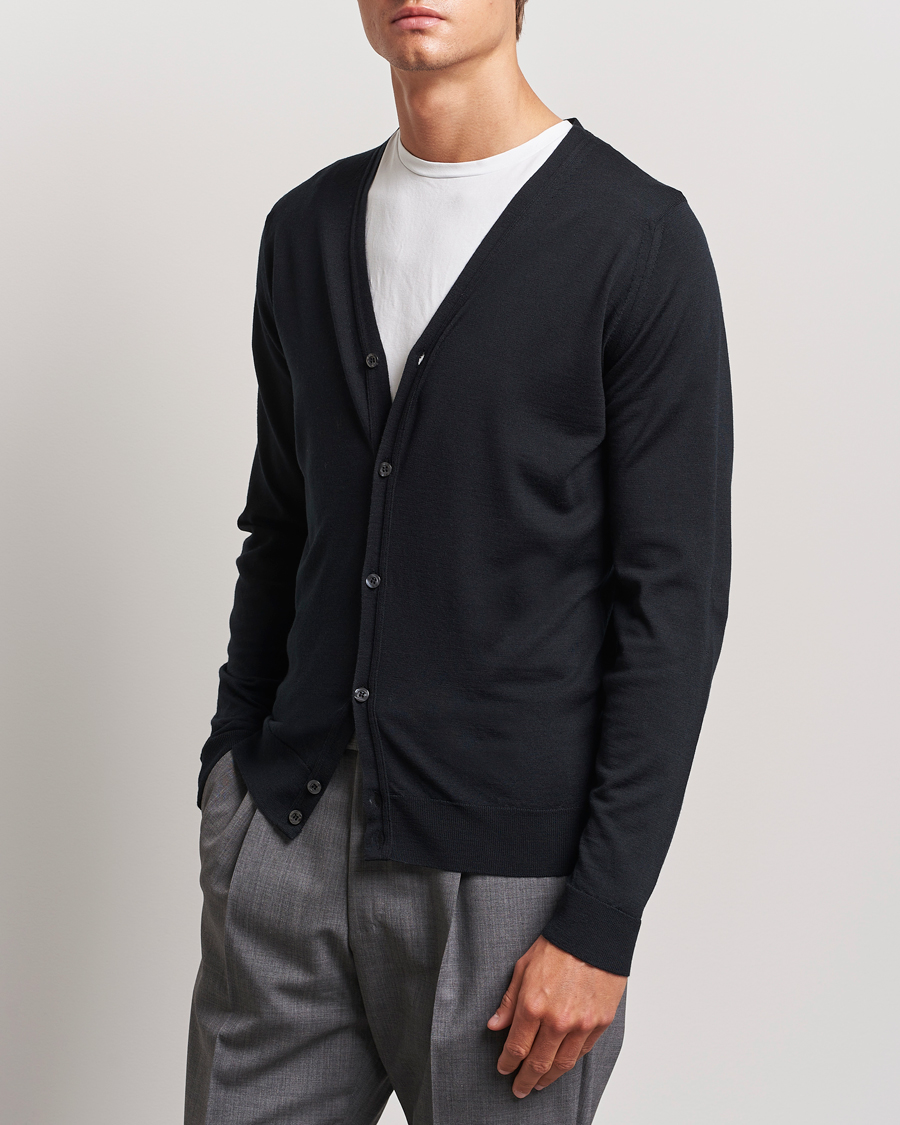 Homme | Pulls Et Tricots | John Smedley | Petworth Extra Fine Merino Cardigan Black