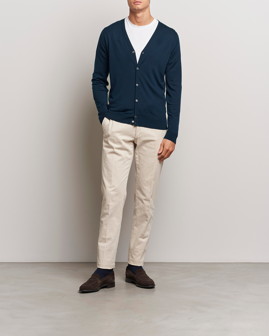 Homme | Pulls Et Tricots | John Smedley | Petworth Extra Fine Merino Cardigan Orion Green