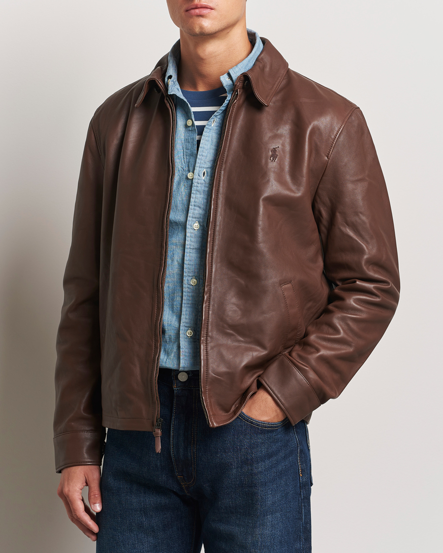 Homme | Manteaux Et Vestes | Polo Ralph Lauren | Maxwell Windbreaker Leather Jacket Bison Brown