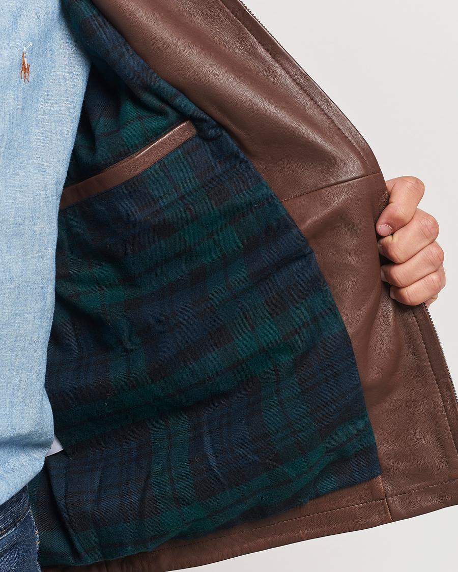 Homme | Manteaux Et Vestes | Polo Ralph Lauren | Maxwell Windbreaker Leather Jacket Bison Brown