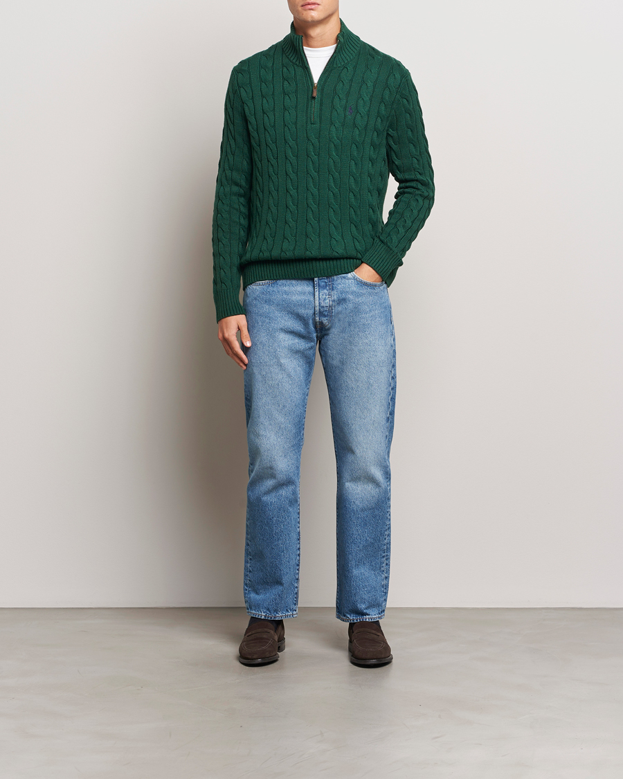 Homme | Pulls Et Tricots | Polo Ralph Lauren | Cotton Cable Half Zip Vintage Pine