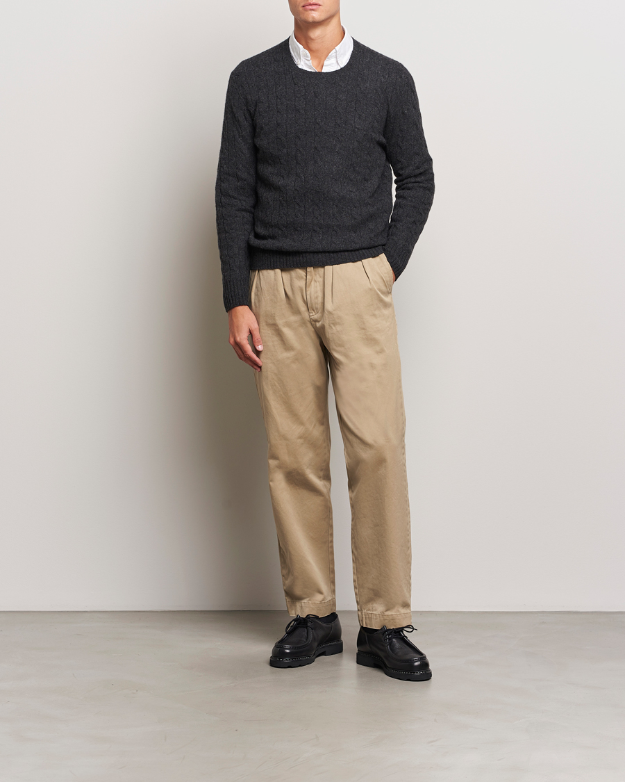 Homme | Pulls Et Tricots | Polo Ralph Lauren | Wool/Cashmere Cable Crew Neck Dark Granite Heather
