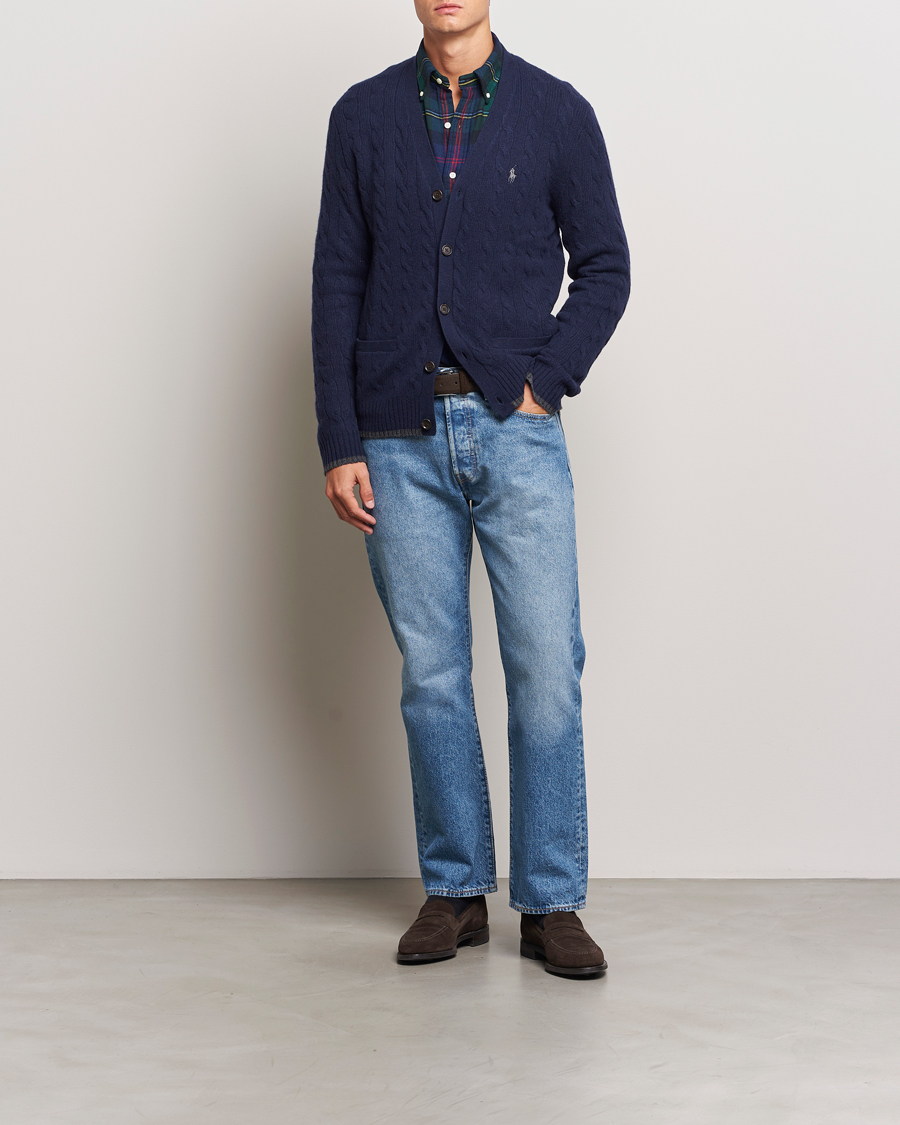 Homme | Pulls Et Tricots | Polo Ralph Lauren | Wool/Cashmere Cable Cardigan Hunter Navy