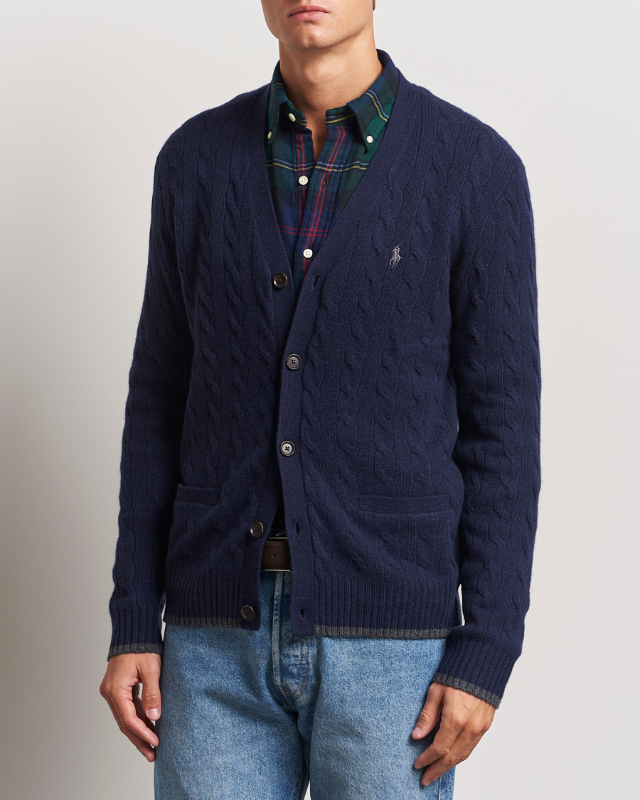 Homme | Pulls Et Tricots | Polo Ralph Lauren | Wool/Cashmere Cable Cardigan Hunter Navy