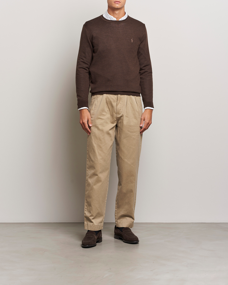 Homme | Pulls Et Tricots | Polo Ralph Lauren | Merino Crew Neck Pullover Cacao Brown Heather
