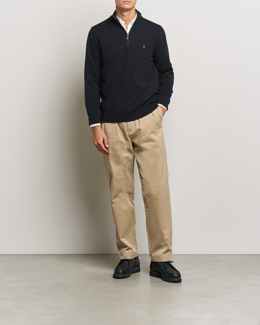 Homme | Pulls Et Tricots | Polo Ralph Lauren | Merino Half-Zip Sweater Polo Black
