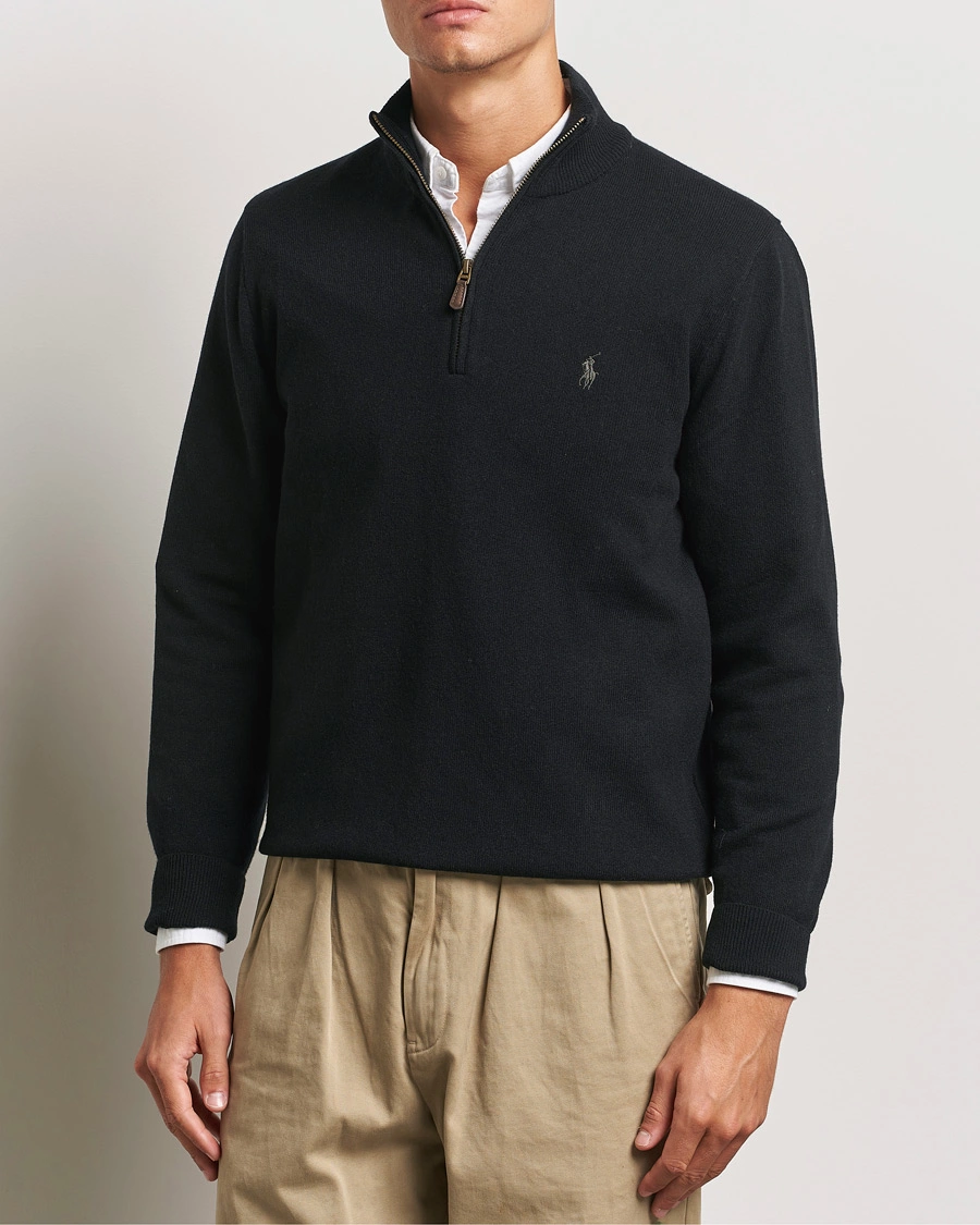 Homme | Pulls Et Tricots | Polo Ralph Lauren | Merino Half-Zip Sweater Polo Black