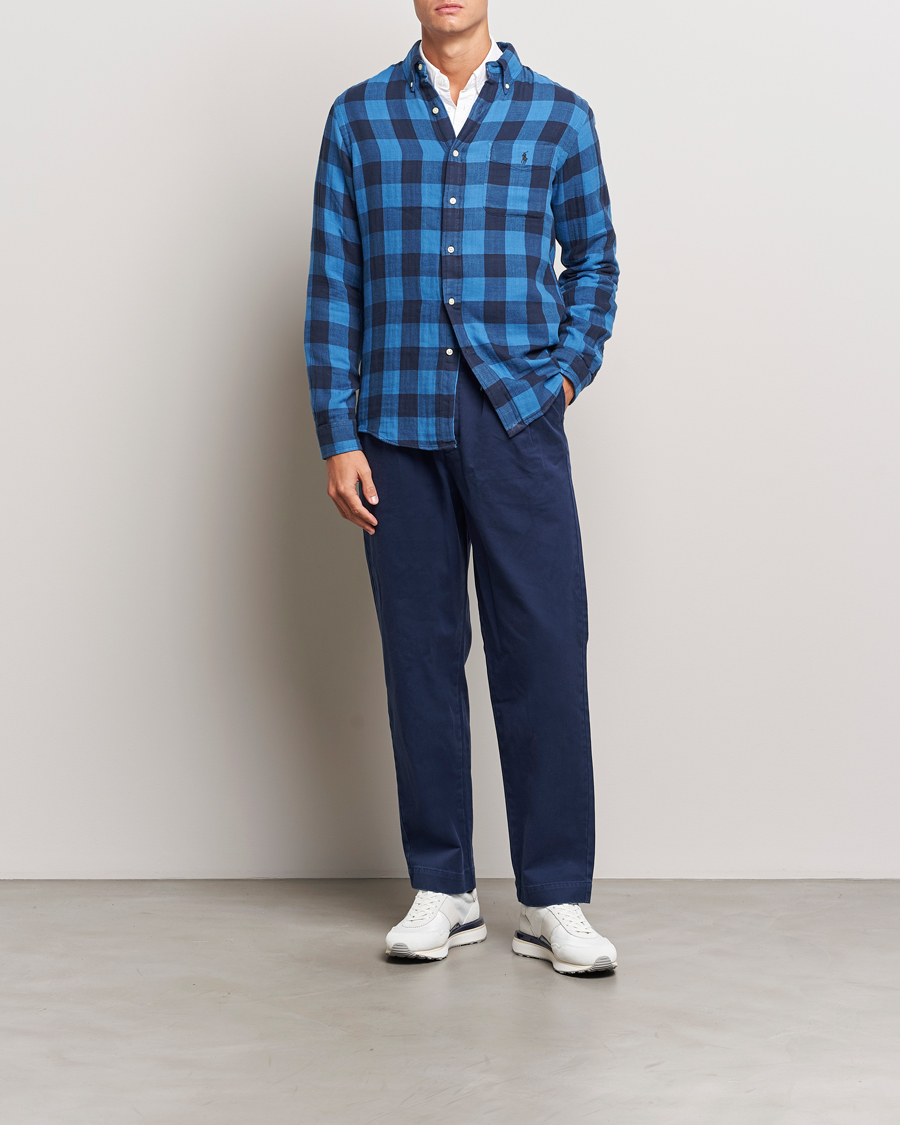 Homme | Chemises | Polo Ralph Lauren | Double Face Custom Fit Check Shirt Royal/Black