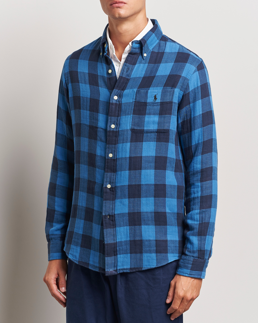 Homme | Chemises | Polo Ralph Lauren | Double Face Custom Fit Check Shirt Royal/Black