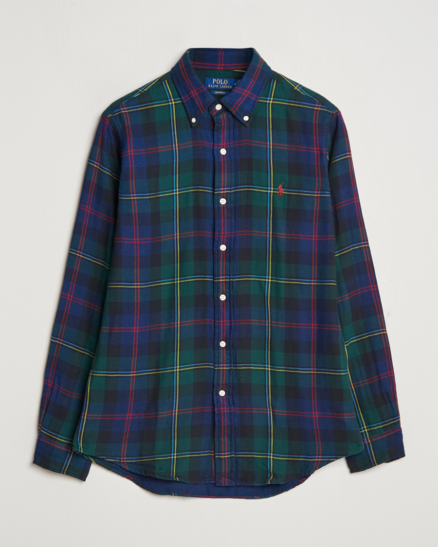 Homme | Chemises | Polo Ralph Lauren | Custom Fit Double Faced Checked Shirt Green/Indigo