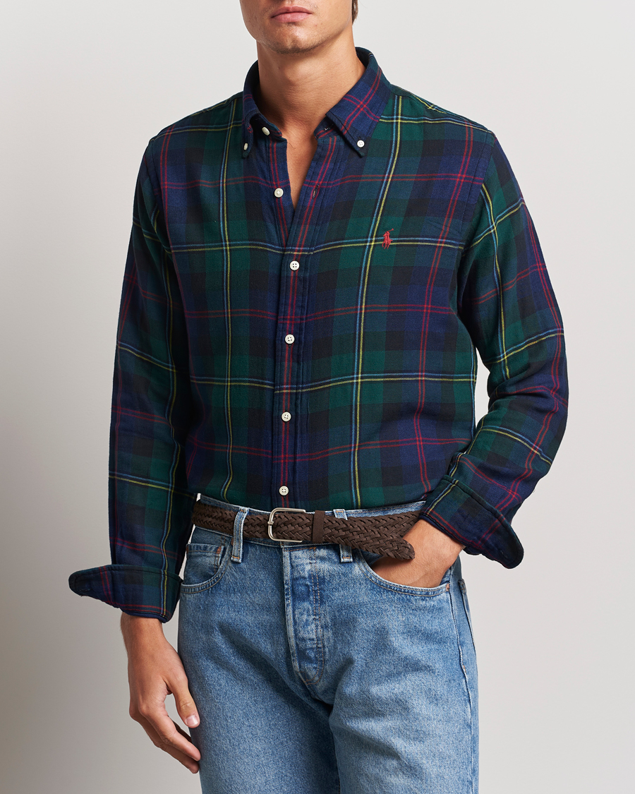 Homme | Chemises | Polo Ralph Lauren | Custom Fit Double Faced Checked Shirt Green/Indigo