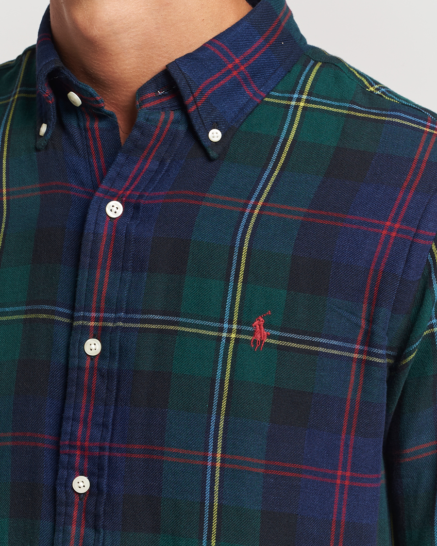 Homme | Chemises | Polo Ralph Lauren | Custom Fit Double Faced Checked Shirt Green/Indigo