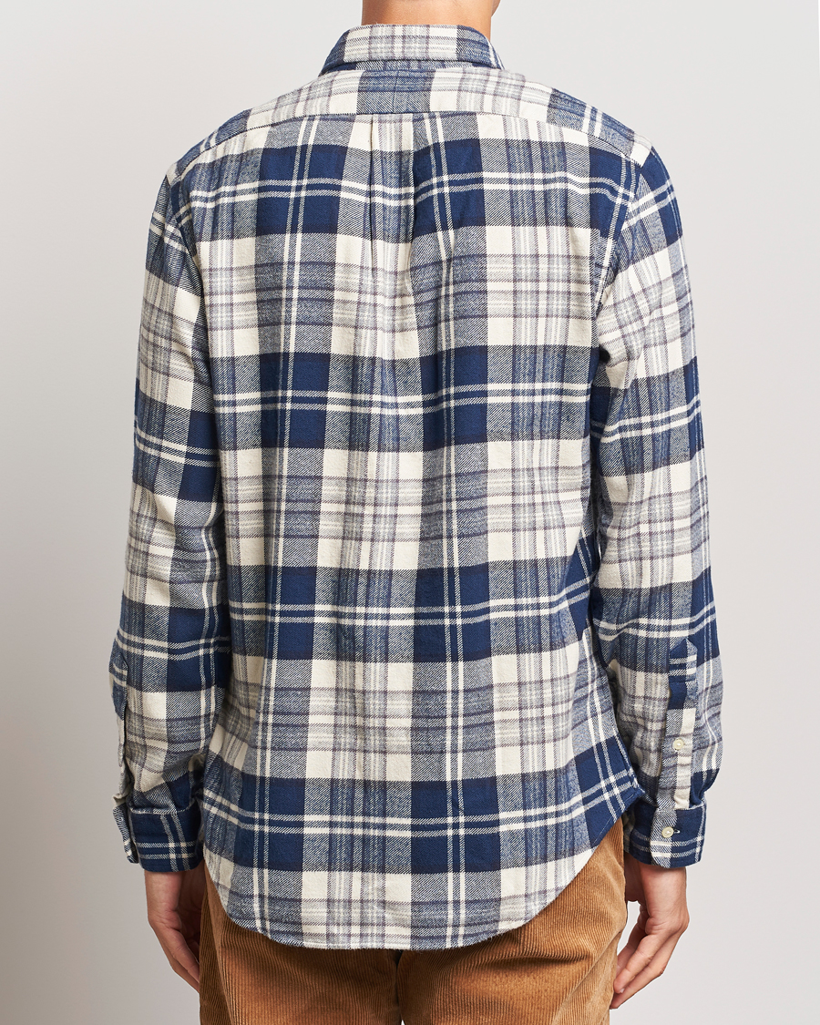 Homme | Chemises | Polo Ralph Lauren | Custom Fit Brushed Flannel Checked Shirt White/Navy