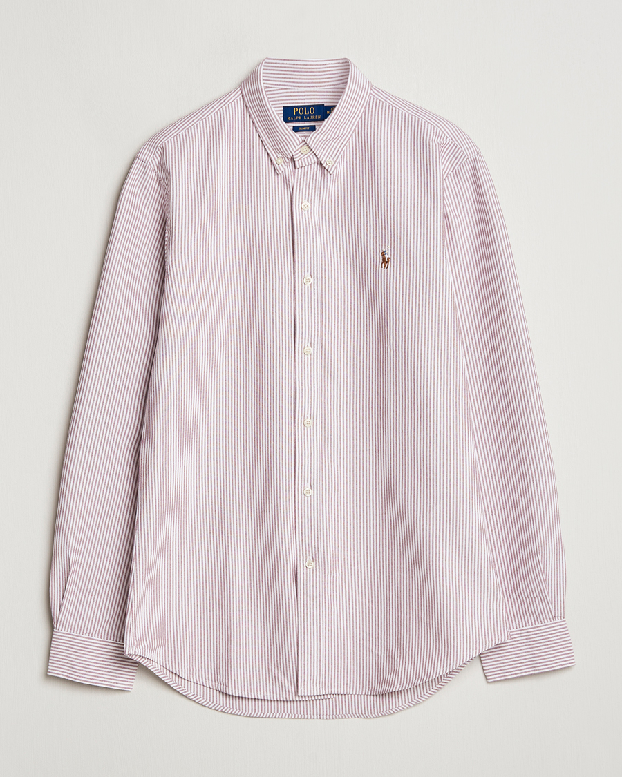 Homme | Chemises | Polo Ralph Lauren | Slim Fit Striped Oxford Shirt Wine/White
