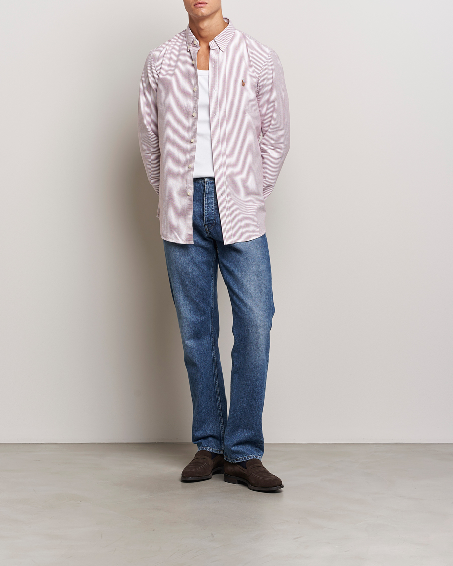 Homme | Chemises | Polo Ralph Lauren | Slim Fit Striped Oxford Shirt Wine/White