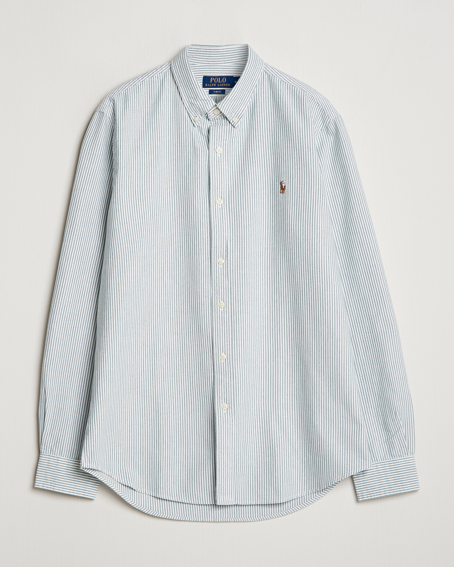 Homme | Chemises | Polo Ralph Lauren | Slim Fit Striped Oxford Shirt Green/White