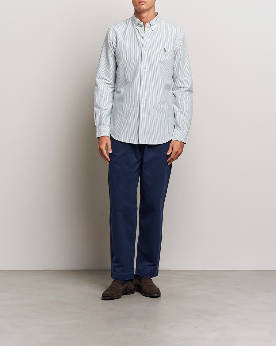 Homme | Chemises | Polo Ralph Lauren | Slim Fit Striped Oxford Shirt Green/White