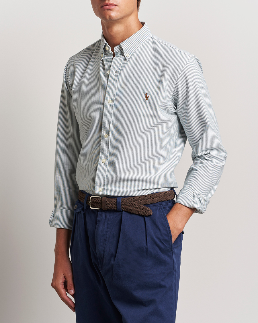 Homme | Chemises | Polo Ralph Lauren | Slim Fit Striped Oxford Shirt Green/White