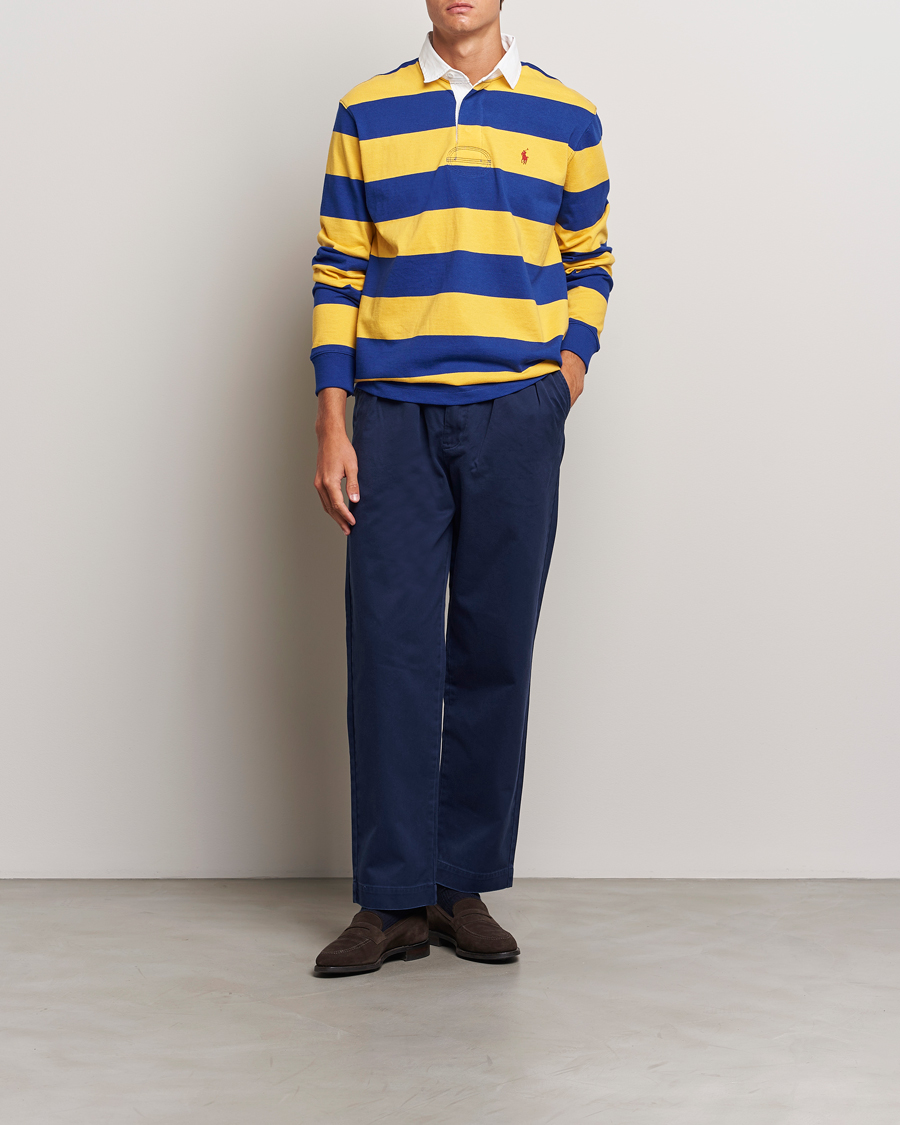 Homme | Pulls Et Tricots | Polo Ralph Lauren | Jersey Striped Rugger Yellow/Classic Azure