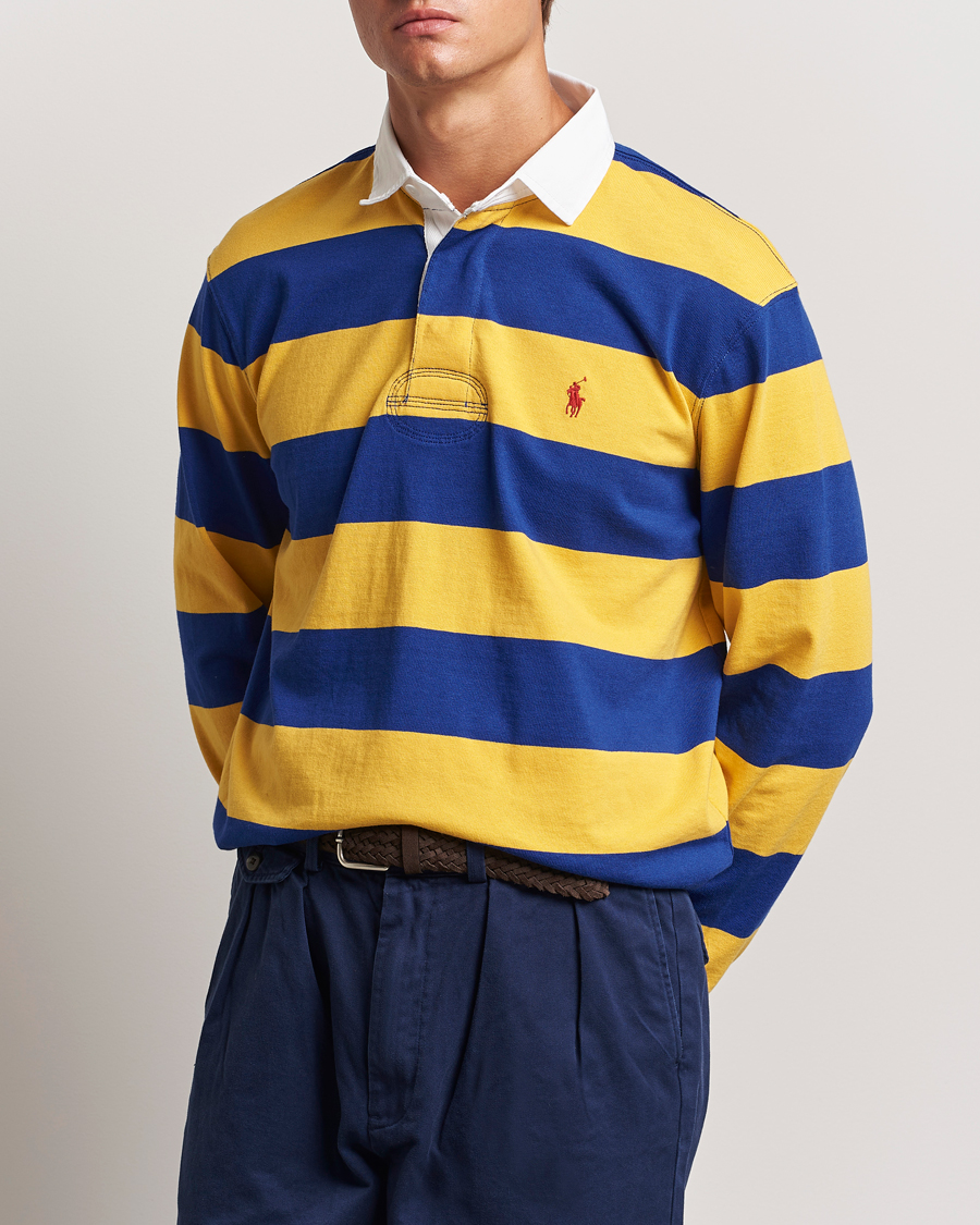 Homme | Pulls Et Tricots | Polo Ralph Lauren | Jersey Striped Rugger Yellow/Classic Azure