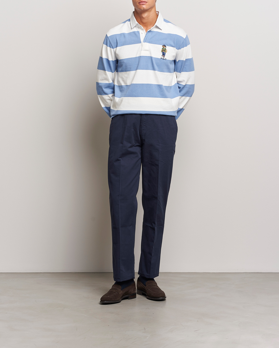 Homme | Pulls Et Tricots | Polo Ralph Lauren | Striped Rugby Varsity Bear Campus Blue/White