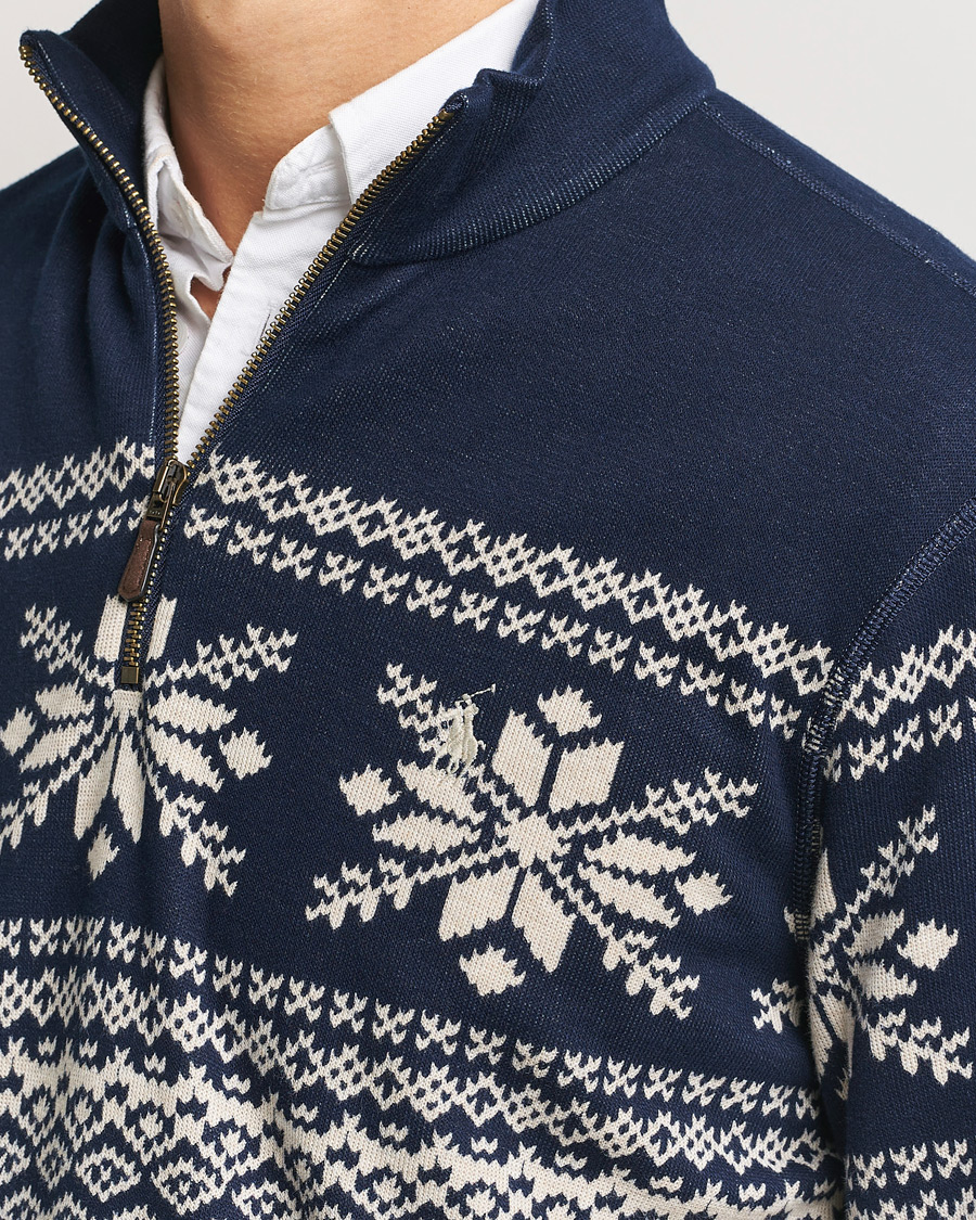 Homme | Pulls Et Tricots | Polo Ralph Lauren | Half-Zip Fairisle Sweater Andres Geomatric Navy