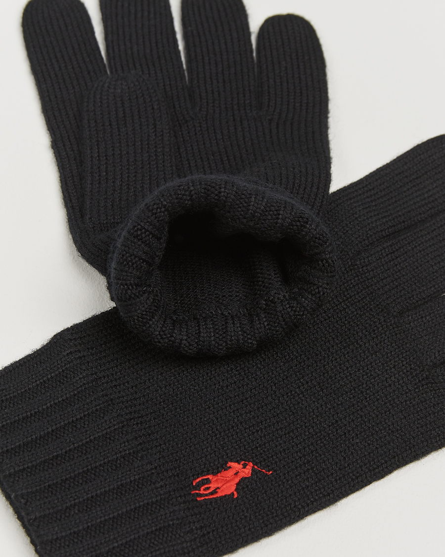Homme | Polo Ralph Lauren Merino Gloves Polo Black | Polo Ralph Lauren | Merino Gloves Polo Black