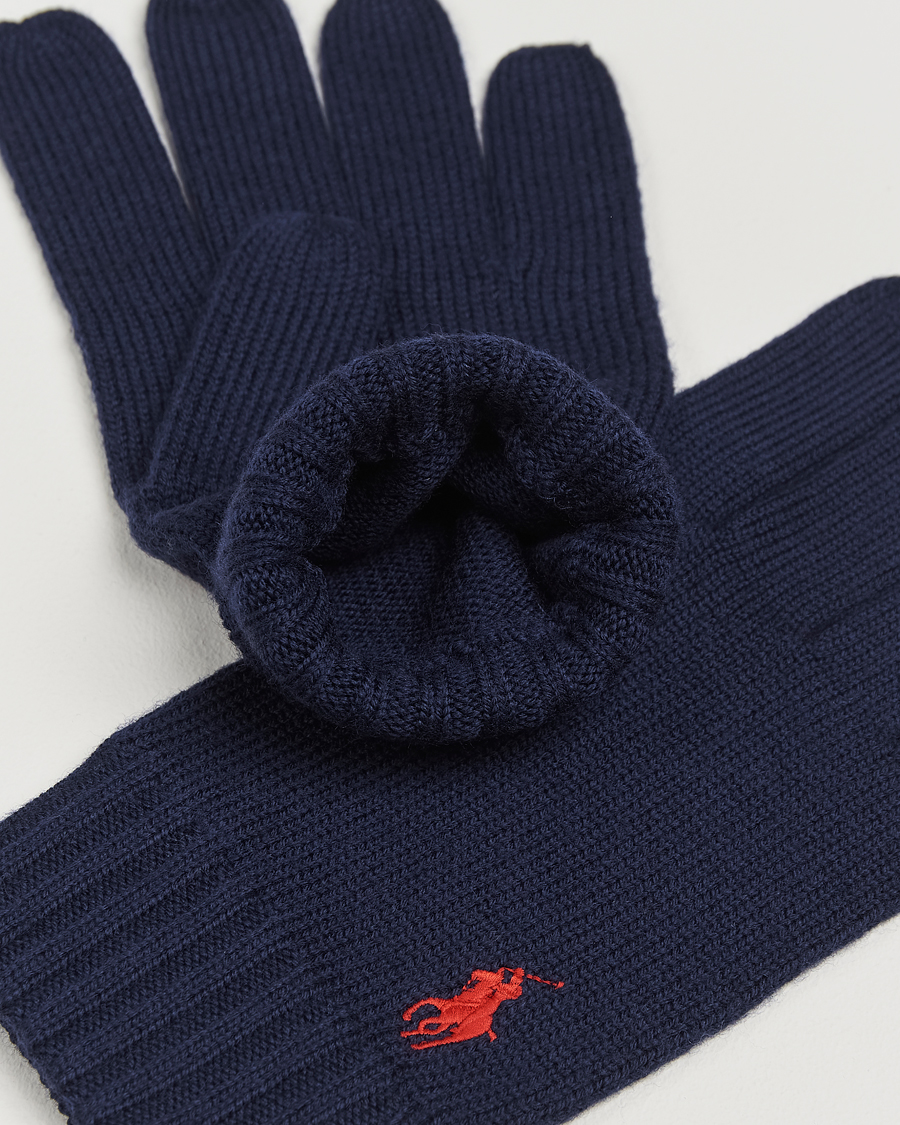 Homme | Polo Ralph Lauren Merino Gloves Hunter Navy | Polo Ralph Lauren | Merino Gloves Hunter Navy