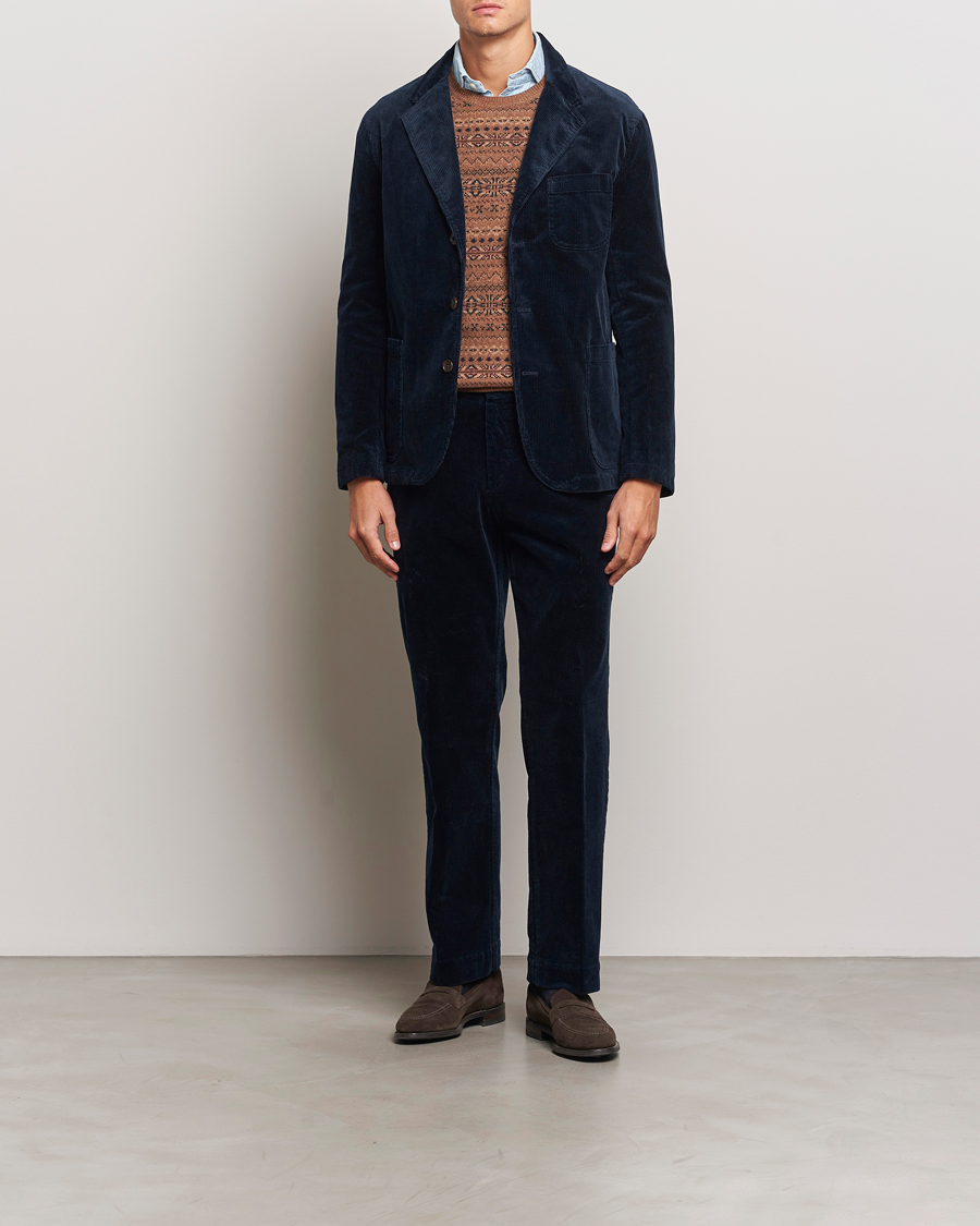 Homme | Pantalons | Polo Ralph Lauren | Corduroy Pleated Trousers Aviator Navy