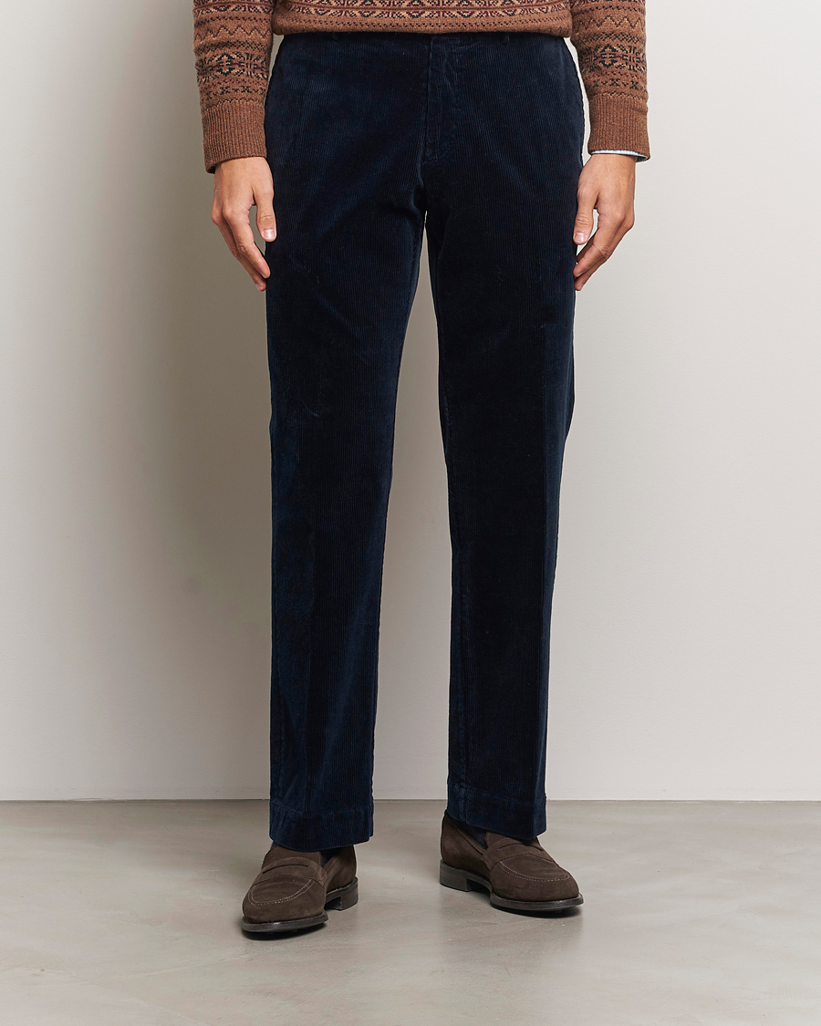 Homme | Pantalons | Polo Ralph Lauren | Corduroy Pleated Trousers Aviator Navy