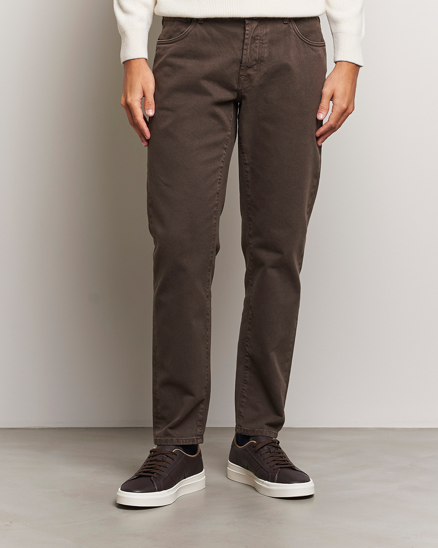Homme | Pantalons | Incotex | 5-Pocket Bull Denim Pants Dark Brown