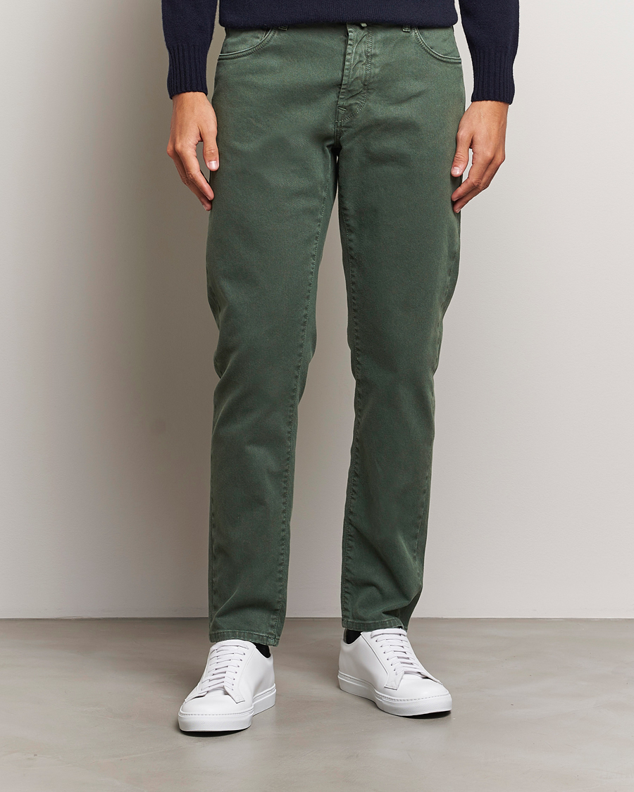 Homme | Pantalons | Incotex | 5-Pocket Bull Denim Pants Dark Green