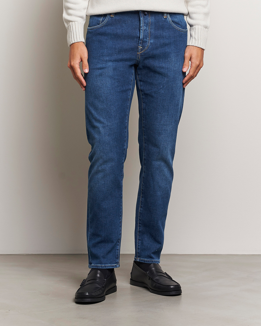 Homme | Jeans | Incotex | 5-Pocket Stretch Denim Medium Blue