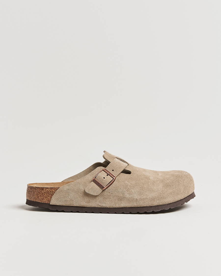 Homme | Sandales Et Mules | BIRKENSTOCK | Boston Soft Footbed Taupe Suede