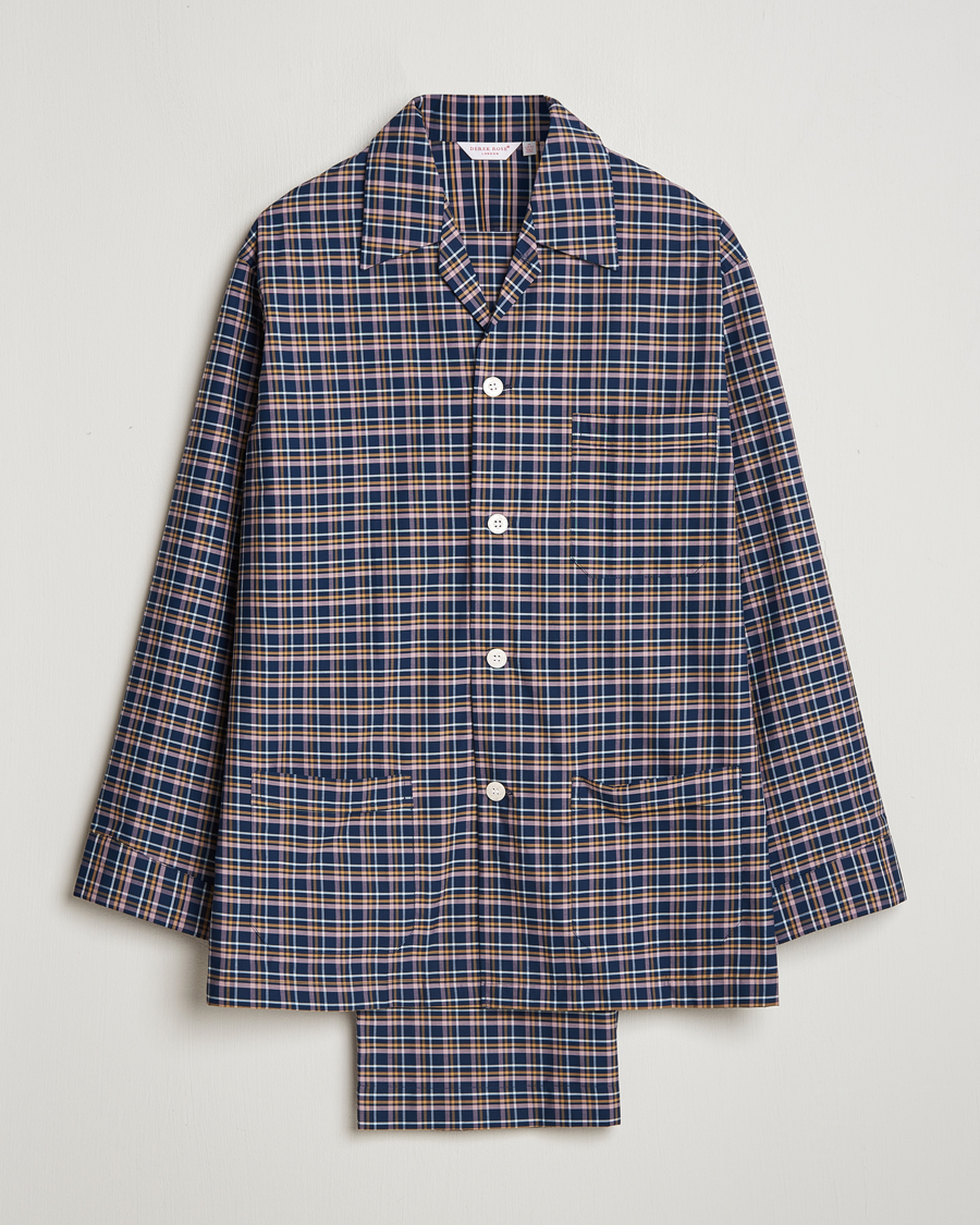 Homme | Peignoirs Et Pyjamas | Derek Rose | Cotton Checked Pyjama Set Navy