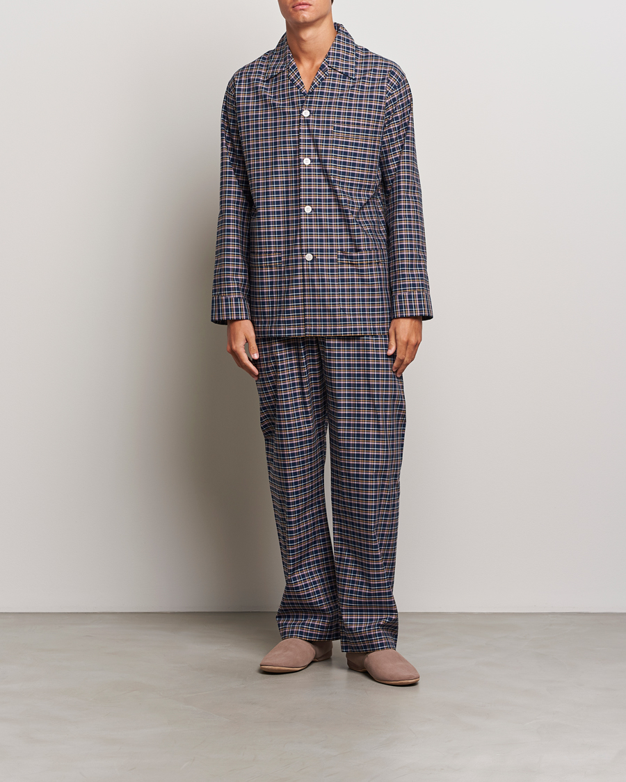 Homme | Peignoirs Et Pyjamas | Derek Rose | Cotton Checked Pyjama Set Navy