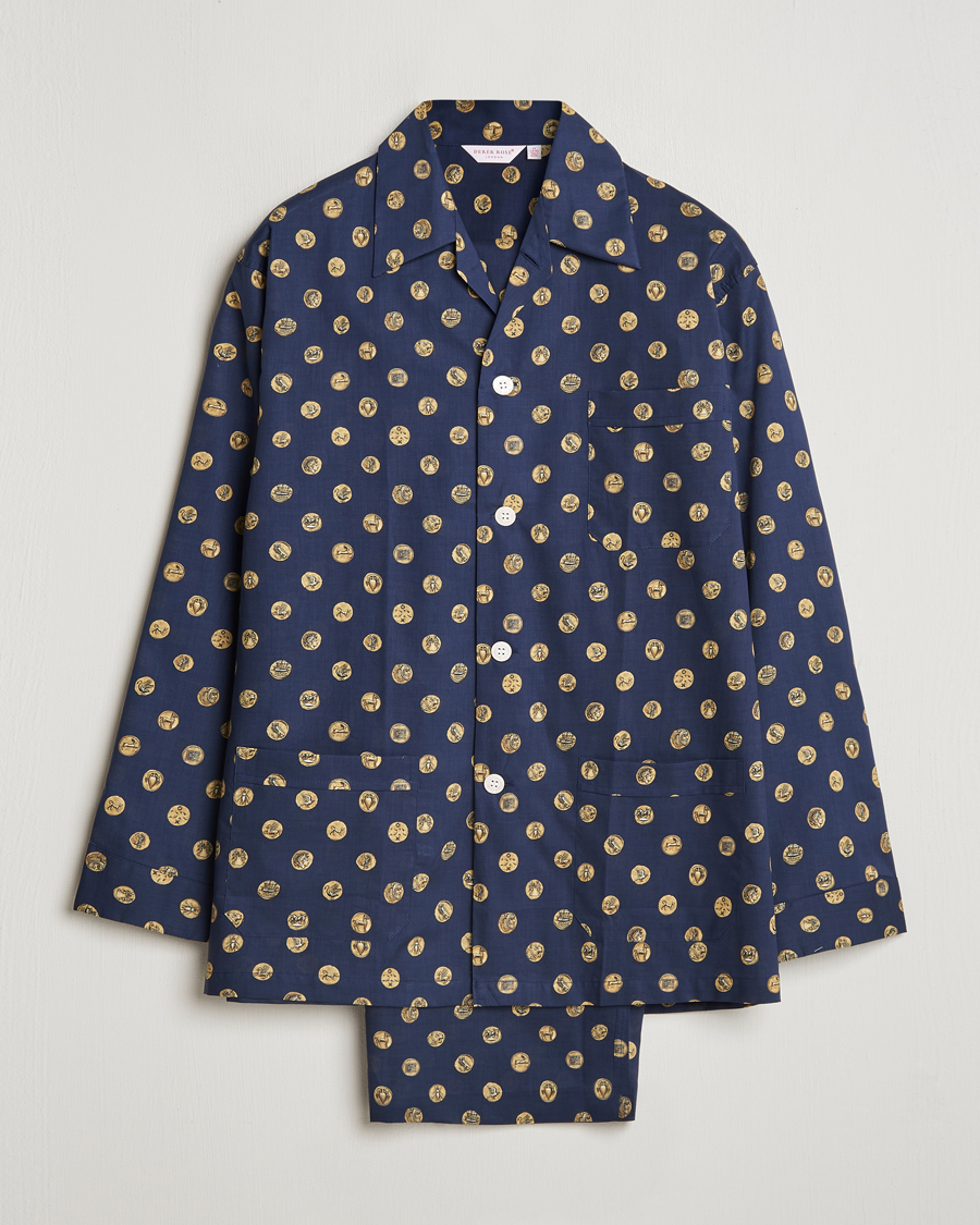 Homme | Peignoirs Et Pyjamas | Derek Rose | Printed Cotton Pyjama Set Navy