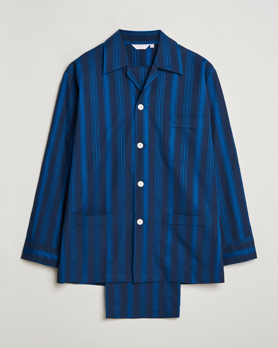 Homme | Peignoirs Et Pyjamas | Derek Rose | Striped Cotton Pyjama Set Navy