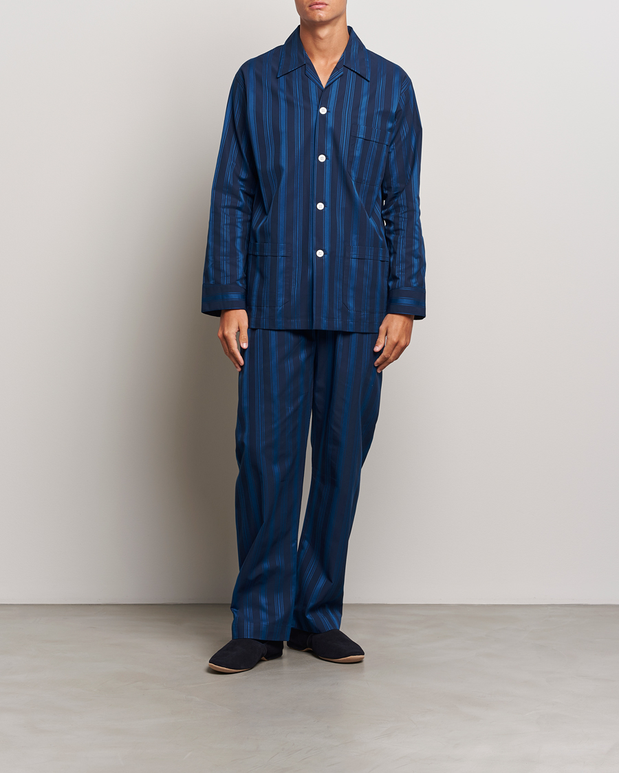 Homme | Peignoirs Et Pyjamas | Derek Rose | Striped Cotton Pyjama Set Navy