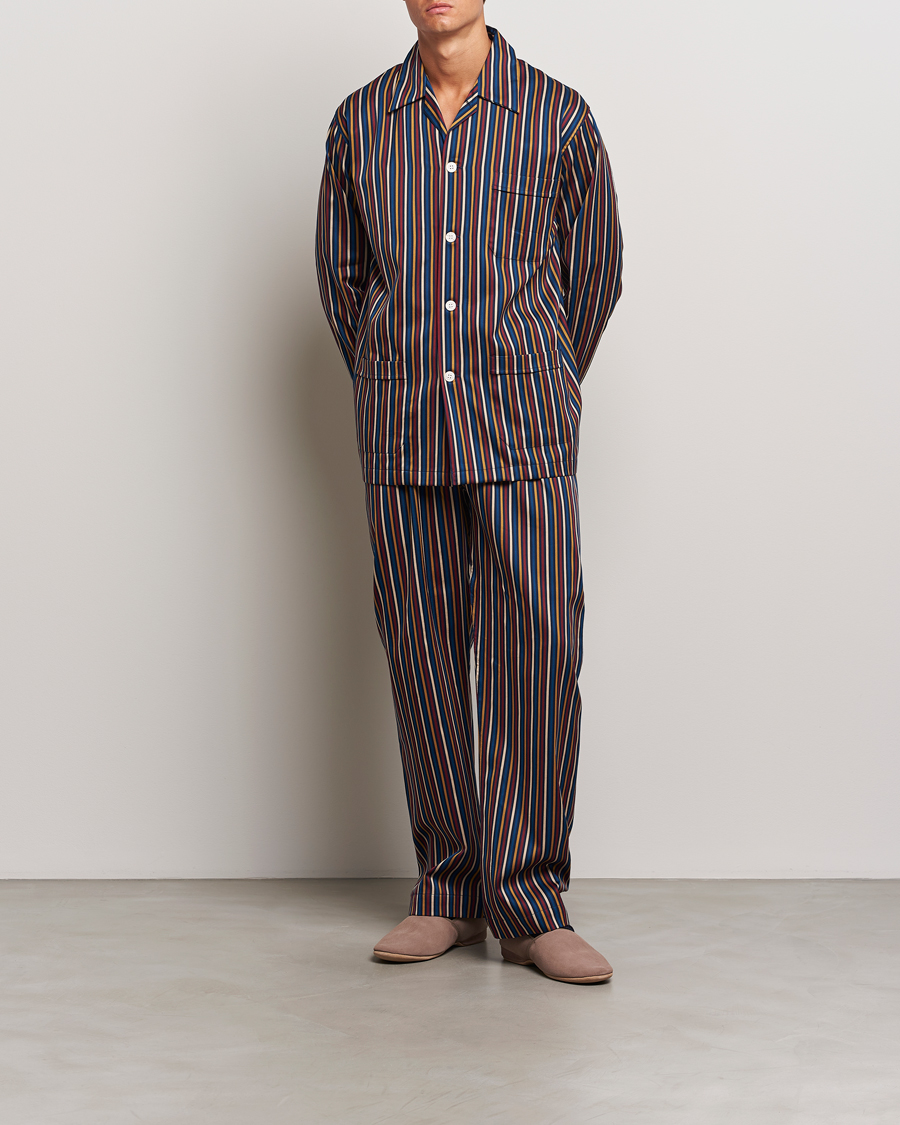 Homme | Peignoirs Et Pyjamas | Derek Rose | Striped Cotton Pyjama Set Navy