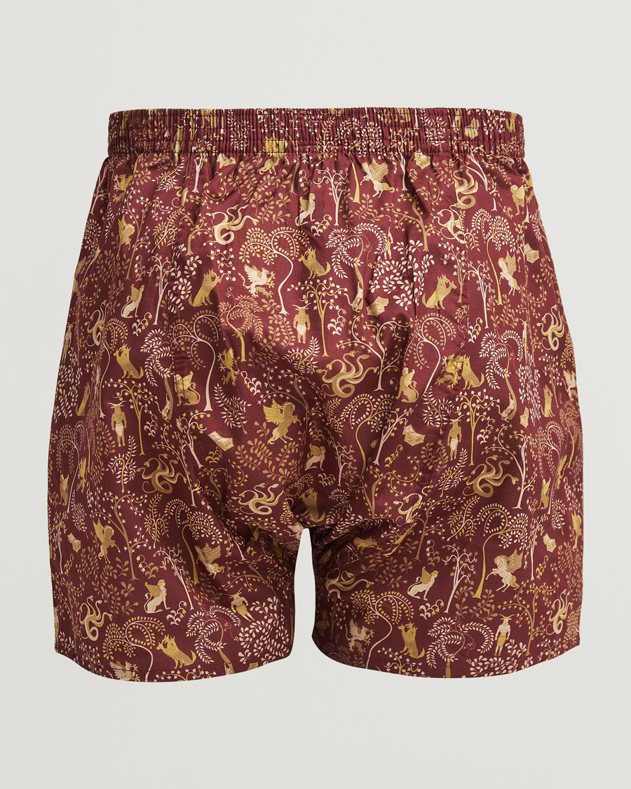 Homme | Sous-Vêtements Et Chaussettes | Derek Rose | Classic Fit Woven Cotton Boxer Shorts Burgundy