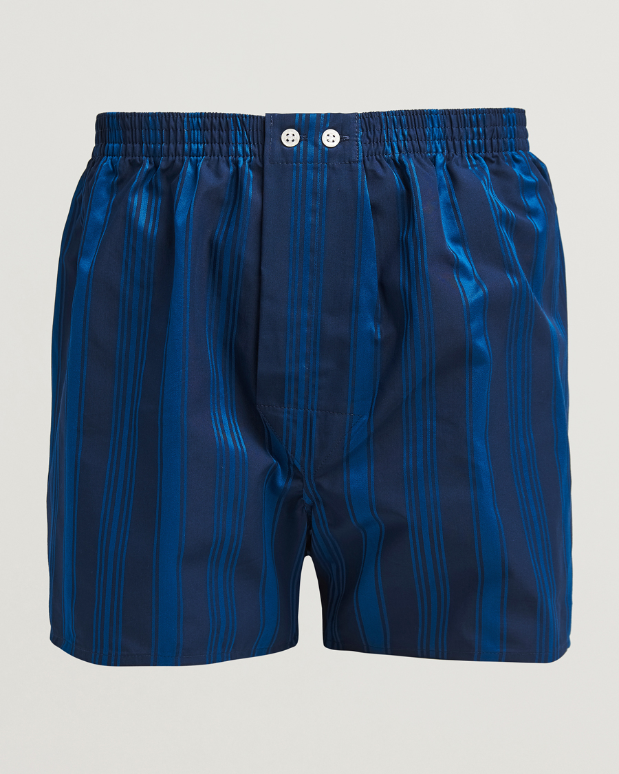 Homme | Sous-Vêtements Et Chaussettes | Derek Rose | Classic Fit Woven Cotton Boxer Shorts Navy