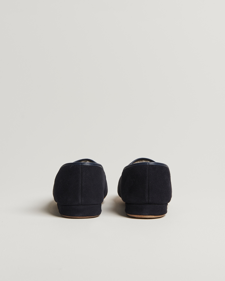 Homme | Sandales Et Mules | Derek Rose | Crawford Sheepskin Suede Slippers Navy