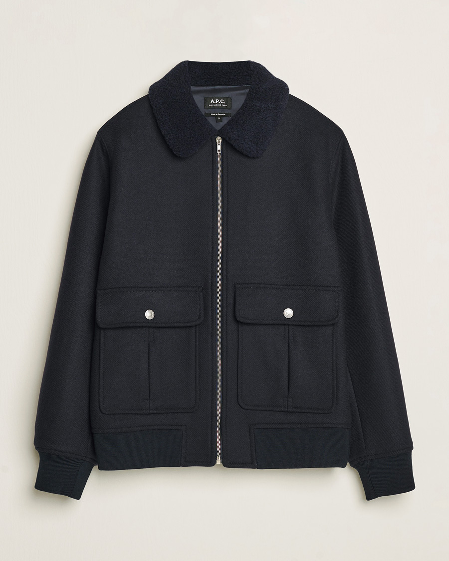 Homme | Manteaux Et Vestes | A.P.C. | Ben Shearling Bomber Jacket Dark Navy