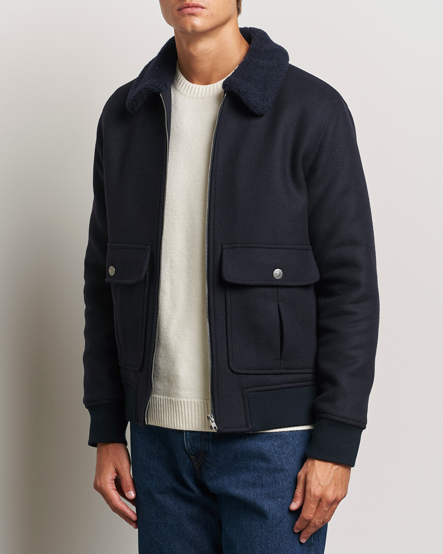 Homme | Manteaux Et Vestes | A.P.C. | Ben Shearling Bomber Jacket Dark Navy