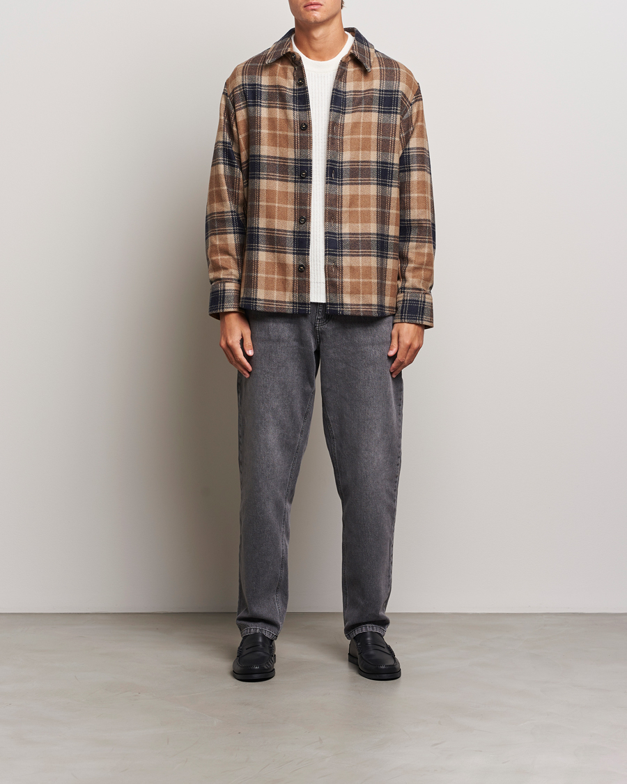 Homme | Chemises | A.P.C. | Bobby Wool Checked Overshirt Beige Check