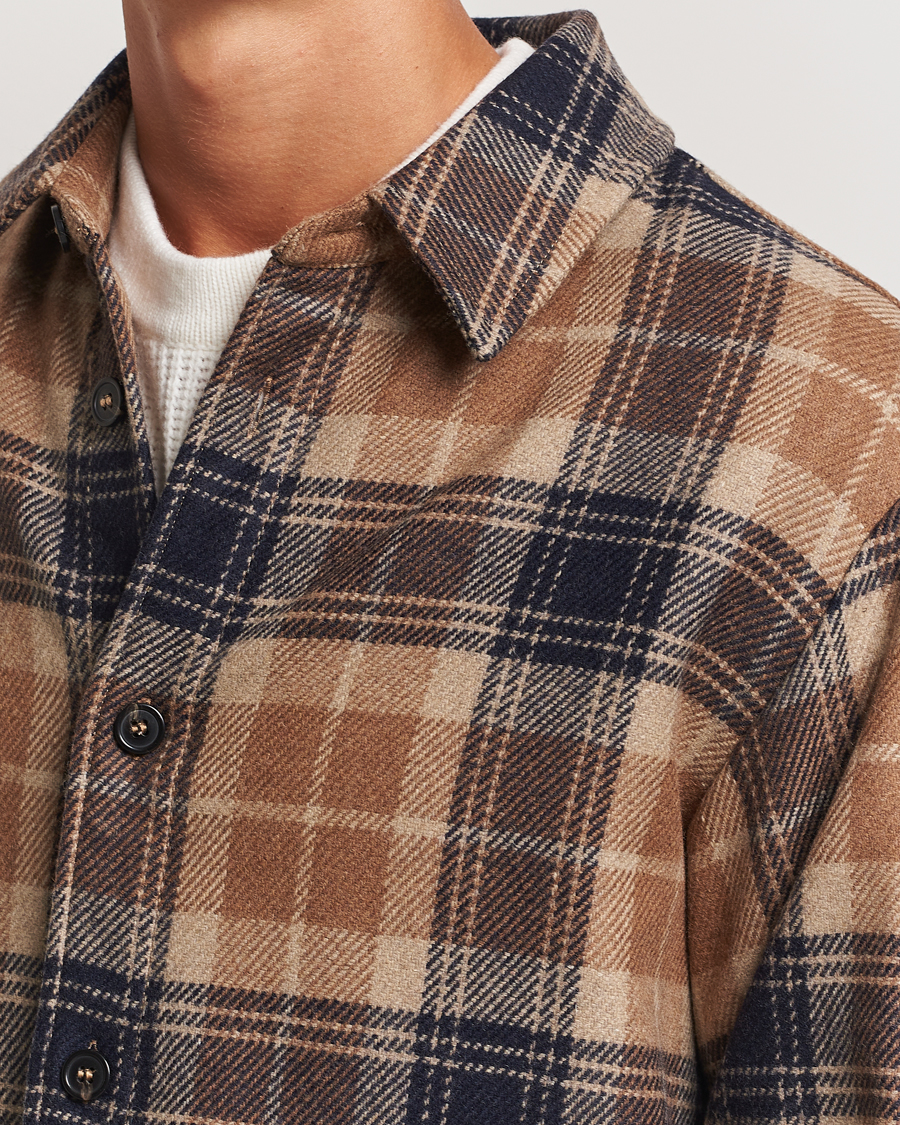 Homme | Chemises | A.P.C. | Bobby Wool Checked Overshirt Beige Check