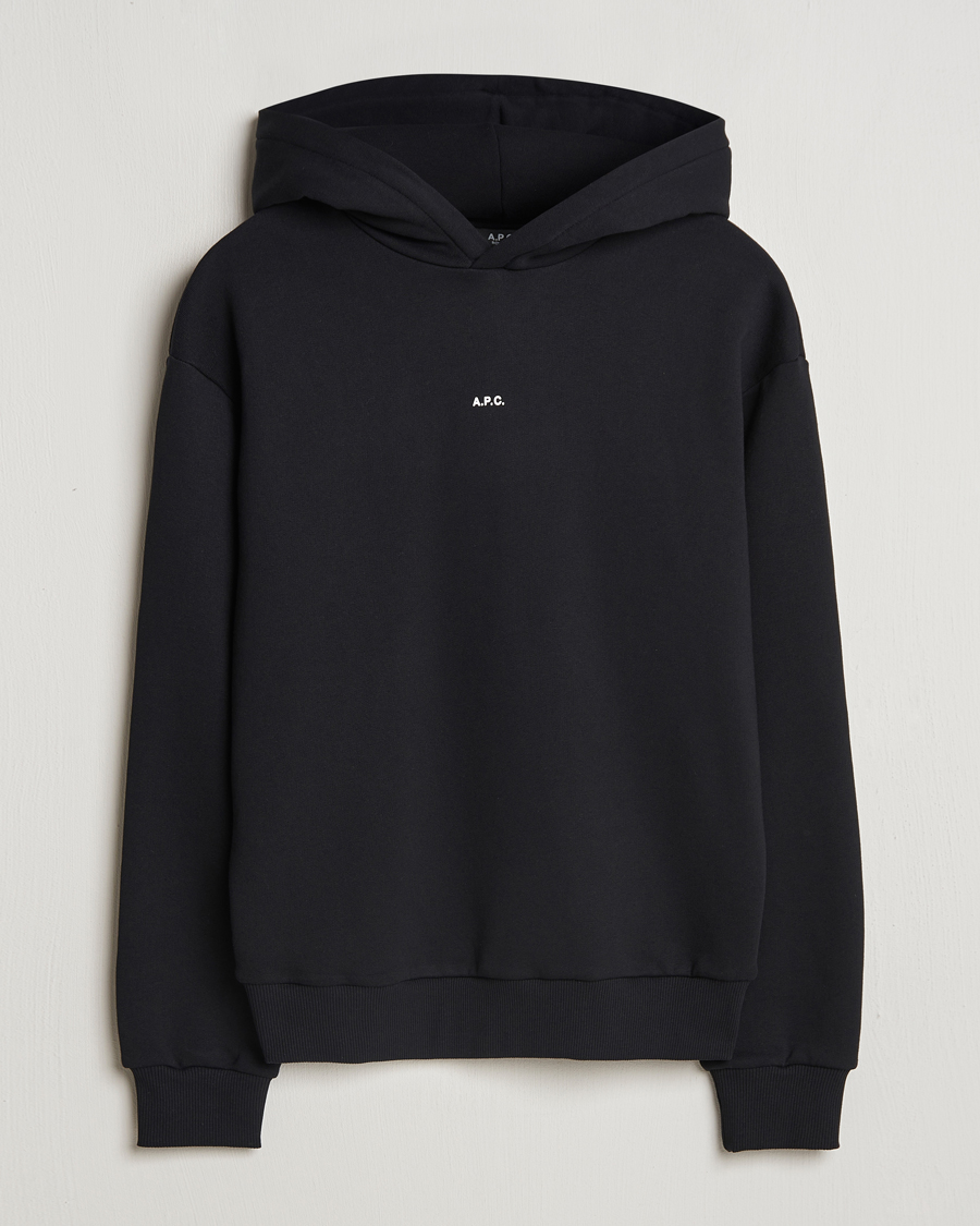 Homme | Pulls Et Tricots | A.P.C. | Boxy Micro Center Logo Hoodie Black
